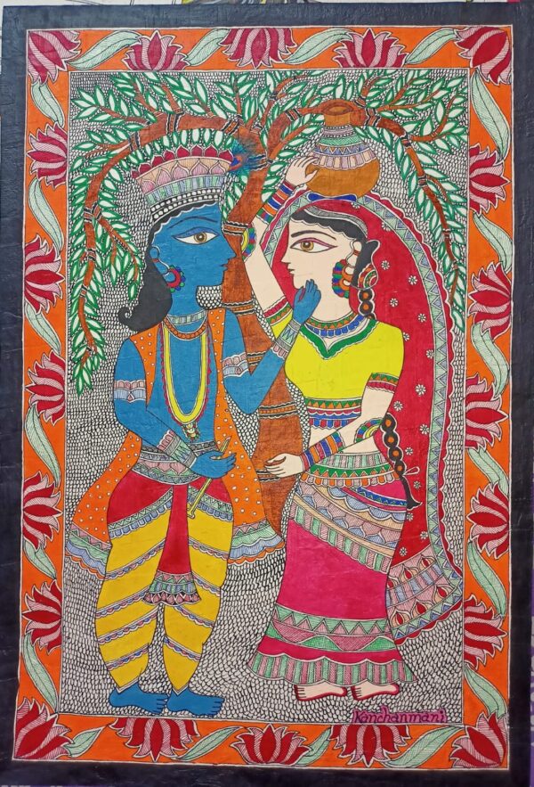 Radha Krishna - Madhubani painting - Kanchan - 08