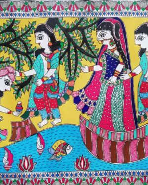 Shree Ram Vanvas And kewat - Madhubani painting - Reshami Kumari - 03