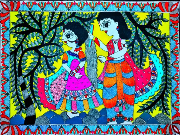 Radha Krishna - Madhubani painting - Reshami Kumari - 06