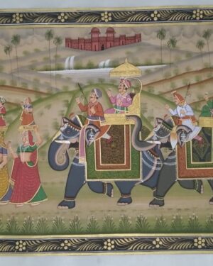 rajasthani royal procession - rajasthani painting - Dharmendrayati - 117