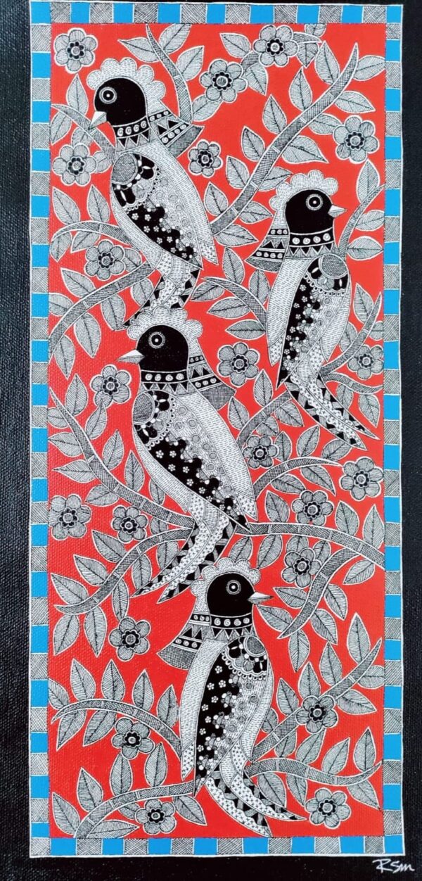 Birds - Madhubani painting - Renu Singh - 09