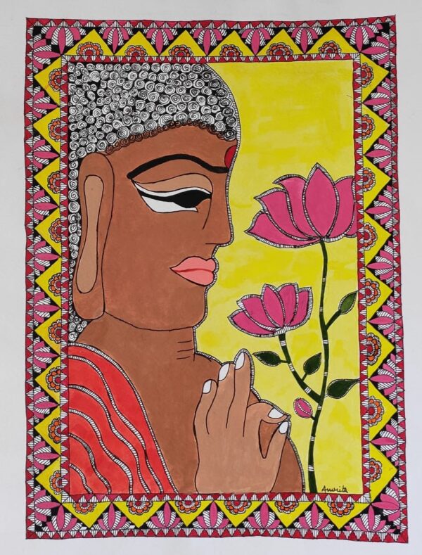 Buddham Sharnam Gachami - Madhubani painting - Amrita Kumari - 03