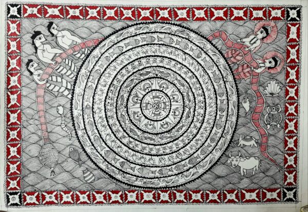 :Samudra Manthan - Madhubani painting - Sharadha Joshi - 01