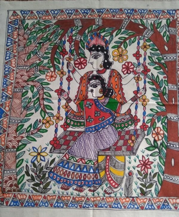 Radha Krishna - Madhubani painting - Kajal - 05