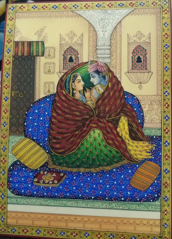 Radha Krishna - Rajasthani Miniature - Charu Singh - 09