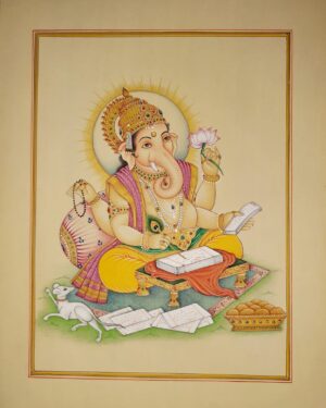 Sukhkarta Ganpati Maharaj - Rajasthani Miniature - Suresh Sharma - 01