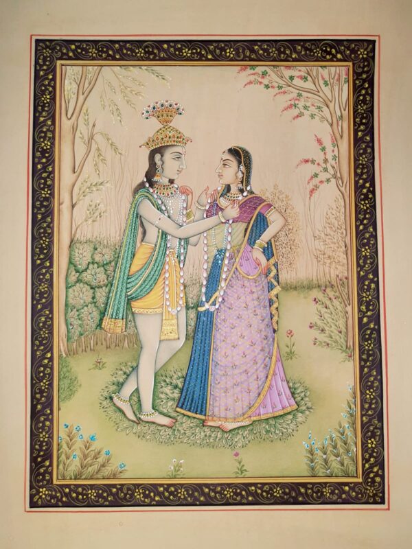 Radha Krishna - Rajasthani Miniature - Suresh Sharma - 02