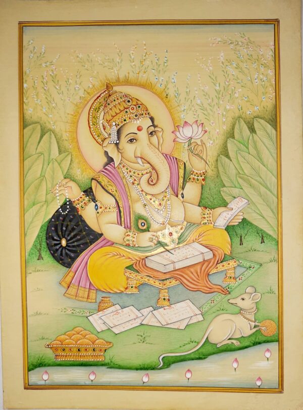 Sukhkarta Ganpati Maharaj - Rajasthani Miniature - Suresh Sharma - 04