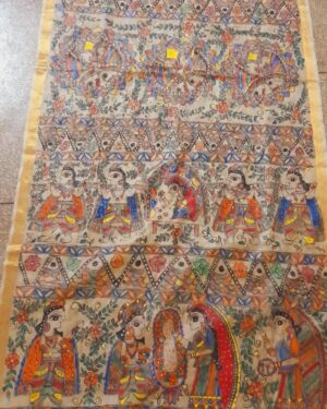 Madhubani Art on Silk Dupatta - Dolly Thakur - 02