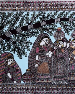 village life - Madhubani painting - Indu Mishra - 04