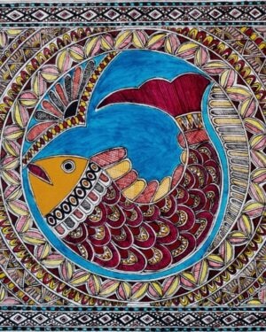 Fishes - Madhubani painting - Indu Mishra - 05