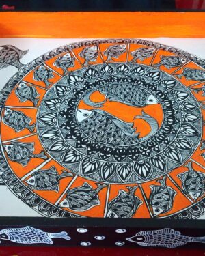 Wooden tray - Madhubanni painting - Indian handicraft - Soni Jha - 01