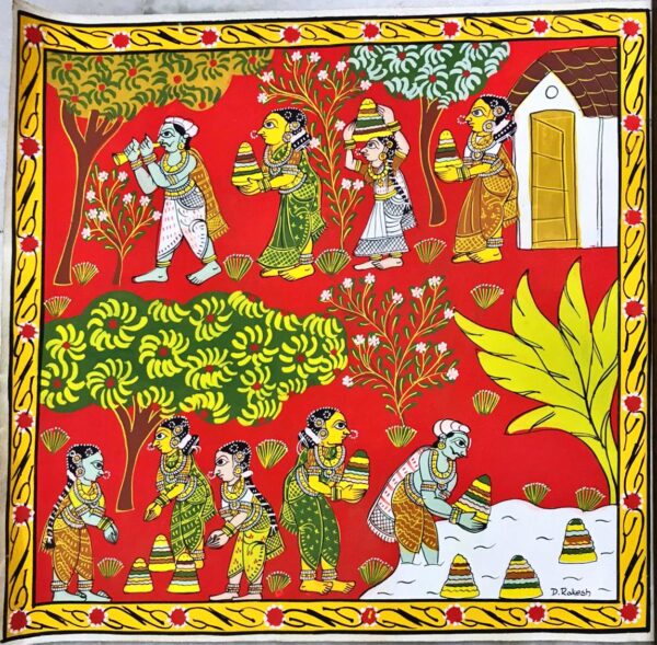 Village Story Cheriyal Scroll Painting Rakesh 01