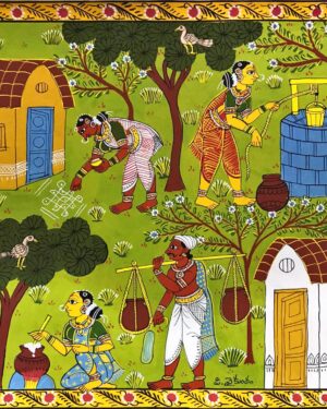 Village Story Cheriyal Scroll Painting Rakesh 04