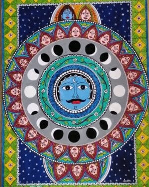 The Moon & his 27 wives - Madhubani painting - Sindhu - 01