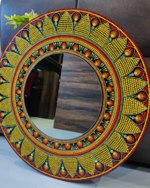 Yellow and Red Mirror - Mandala Art - Nisha - 36