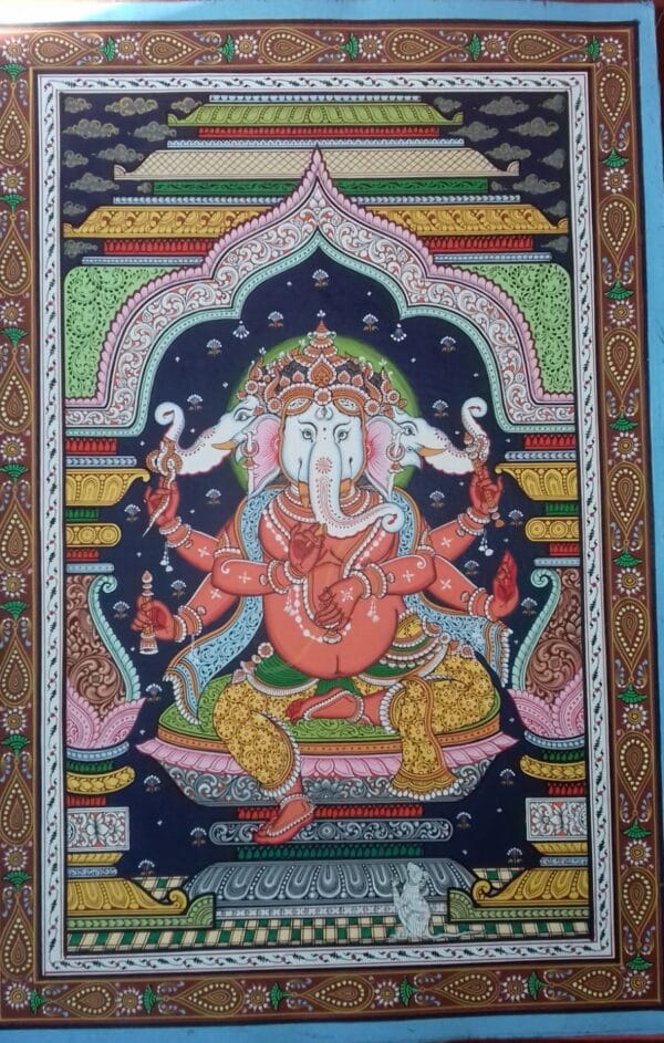 Trimukhi Ganesha - Pattachitra painting - Manas Kumar - 14