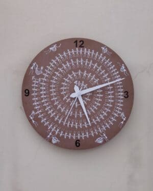 Tarpa Clock - Warli painting - Seema - 05