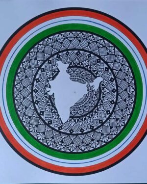 India with tri-colour Mandala painting - Snehlata - 15