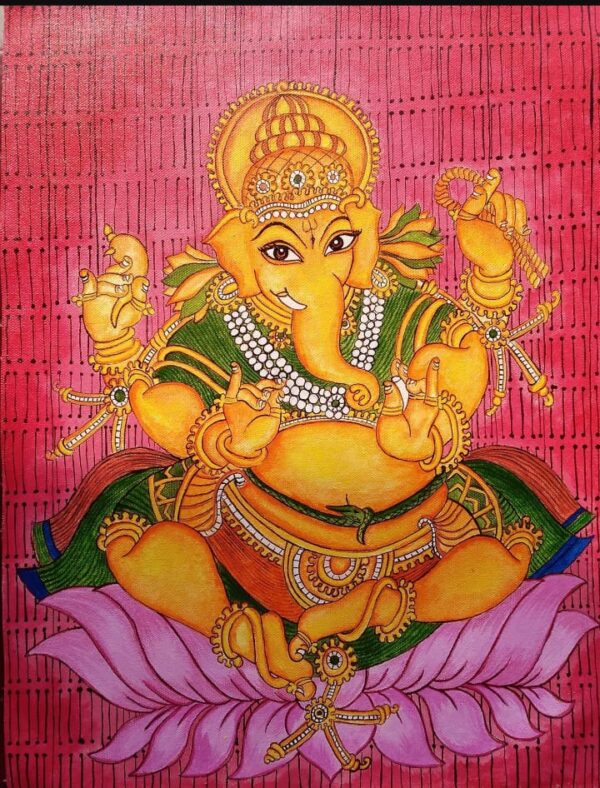 Lord Ganesha - Kerala Mural painting - Shikha Jha - 02