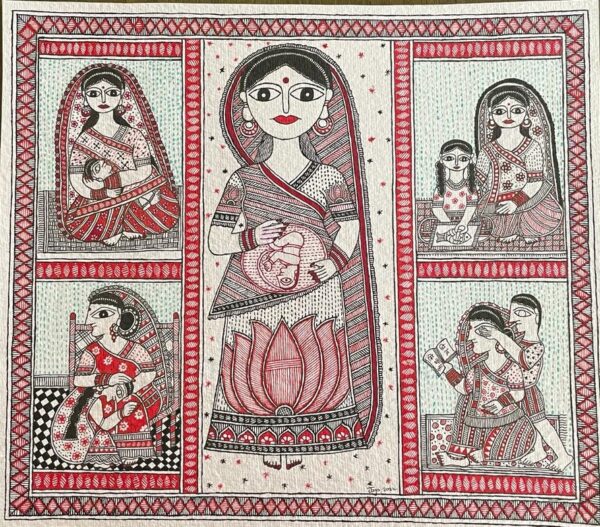 Motherhood - Madhubani painting - Jaya Tiwari - 03