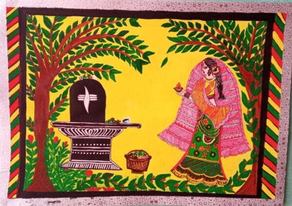 Sibling Prayer - Madhubani painting - Naina Mishra - 03