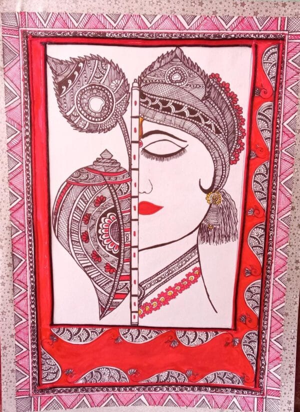 Lord Krishna - Madhubani painting - Naina Mishra - 04