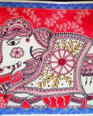 Elysian elephant - Madhubani painting - Shrutee - 03