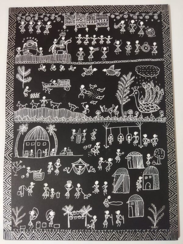 Village Life ,Warli Painting,21x30