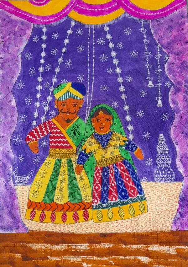 The puppet couple- kathputli painting