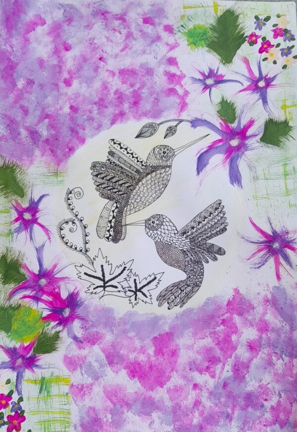 The humming bird couple mandala art