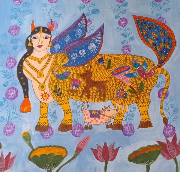 Kaamadhenu madhubani painting