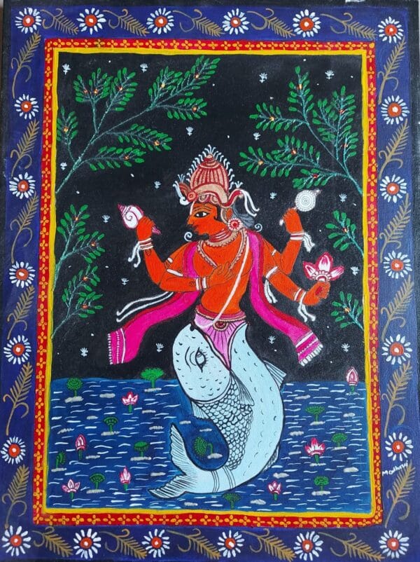 Matsya Avatar - Pattachitra painting - Madhavi - 01