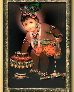 Krishna makhanchor - 3D mural -Indian Art - Leena Phuria