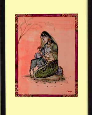 Radha with deer - Kangra painting - Leena Phuria