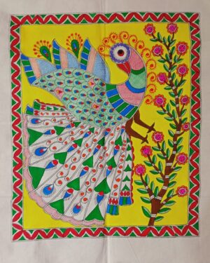 Peacock on a Branch - Madhubani - Antra - 34