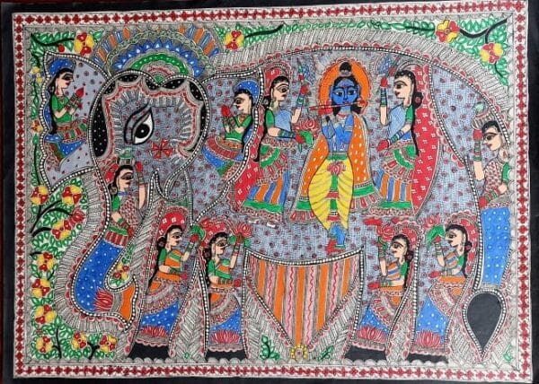 Navratan Haathi - Madhubani painting - Urmila Devi