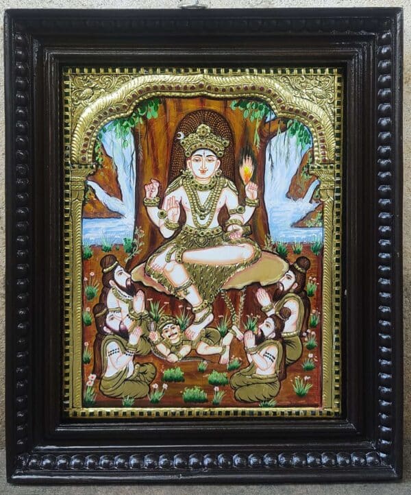 Dhakshinamoorthi tanjore painting size:15*12 inches