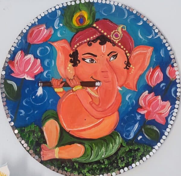 Ganesh art - Indian Art (11" x 11")