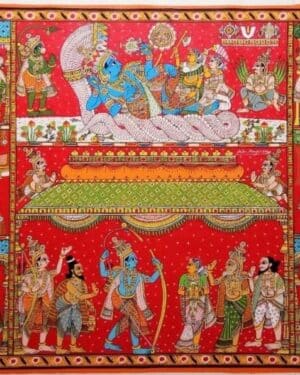 Ramayana Cheriyal Painting 90 x 130 cms International Indian Folk Art Gallery