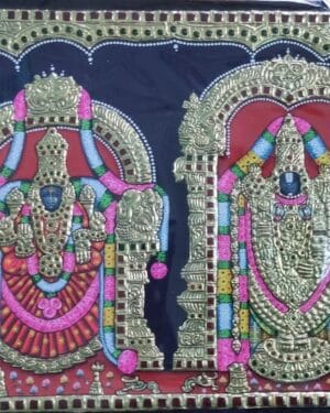 Balaji with Padmavathi Tanjore Painting 15 x 12