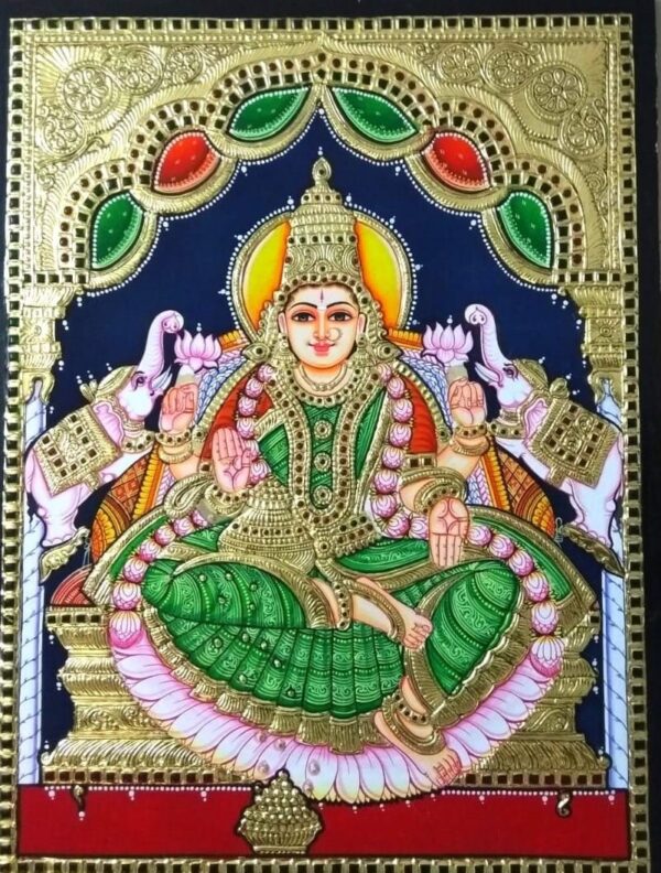 Gajalakhshmi Tanjore Painting 15 x 20