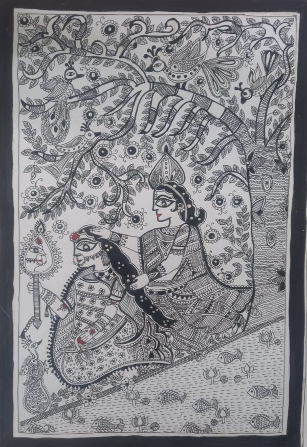 Radha Krishna - Madhubani painting - Smriti Srivastava - 05