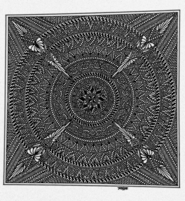 PATTERN MANDALA #61-MANDALA ART- (27.5x21cms-A4 paper)