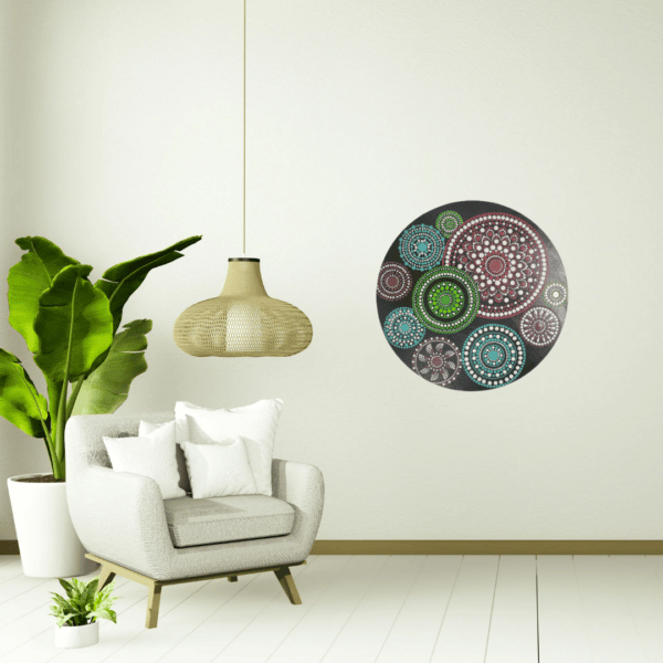 Multi Color Dot Mandala work on MDF board- 10' inch