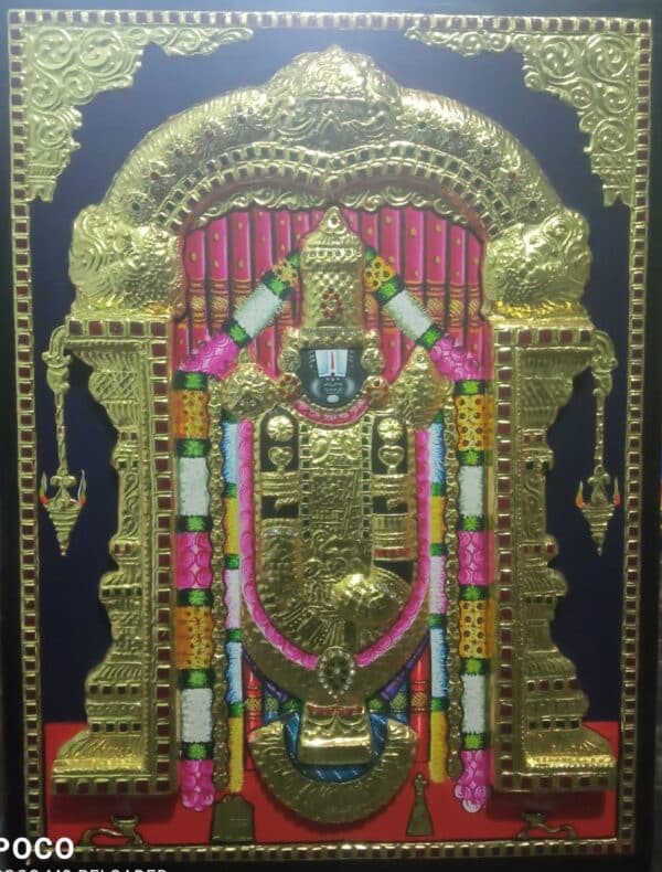 Lord Venkatachalapathy 3D Embossed Tanjore Painting 24 x 36