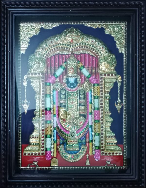 Lord Venkatachalapathy Balaji 3D Emobossed Tanjore Painting 18 X 24