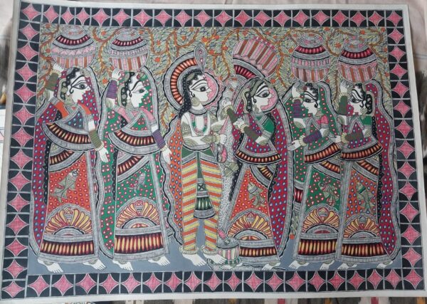 Radha Krishna - Madhubani painting - Laxmikumari - 01