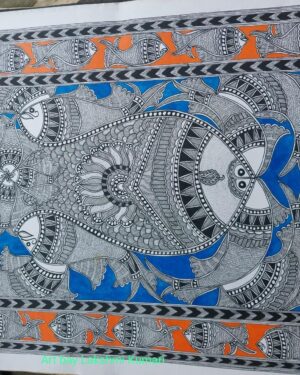 Fish Family - Madhubani painting - Laxmikumari - 06