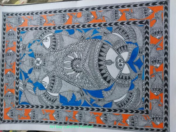 Fish Family - Madhubani painting - Laxmikumari - 06